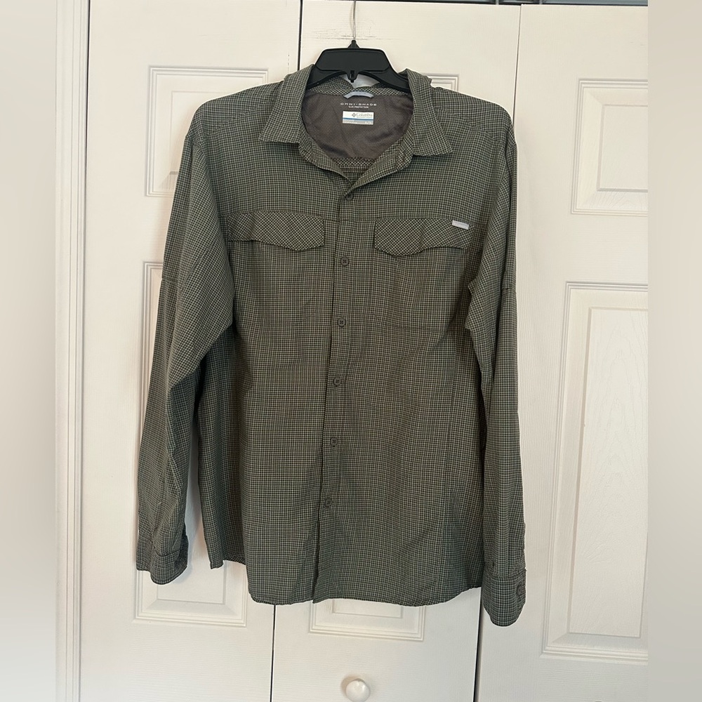 Columbia Olive Checkered Long Sleeve Shirt